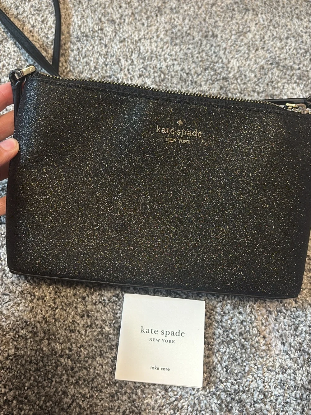 kate spade black glitter crossbody bag